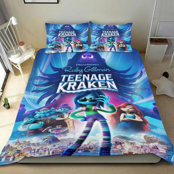 Ruby Gillman Teenage Kraken Themed Bed Sheet Set Three Piece Set 53x79 In ches Comfortable And Skin Friendly Unique Design Creating A Star Studded Night Home Decor Gifts For Family Friends fans