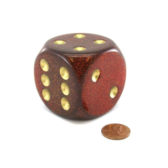 Ruby Glitter Die with Gold Pips D6 50mm (1.97in) Pack of 1 Chessex
