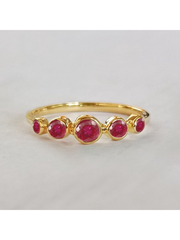 Ruby Graduation Ring, Five Gemstone Ring, 925 Starling Silver, Bazel Set Ring, Stackble Ring, Minimalist Ring, Gift For Ring, July Birthstone Ring,