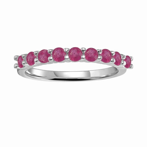 Ruby Half Eternity Ring for Women in Ring Size 5, 6, 7, 8 Girlfriend Valentines Day Gift Stacking Ring Perfect for Pairing Jewelry