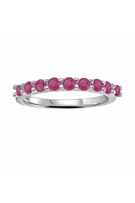 Ruby Half Eternity Ring for Women in Ring Size 5, 6, 7, 8 Girlfriend Valentines Day Gift Stacking Ring Perfect for Pairing Jewelry