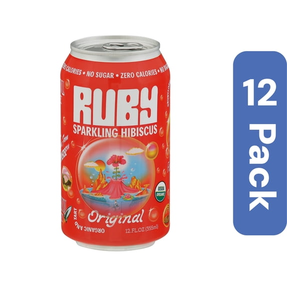 Ruby Hibiscus Water Sparkling Original Organic 12 fl oz (Pack Of 12 ...