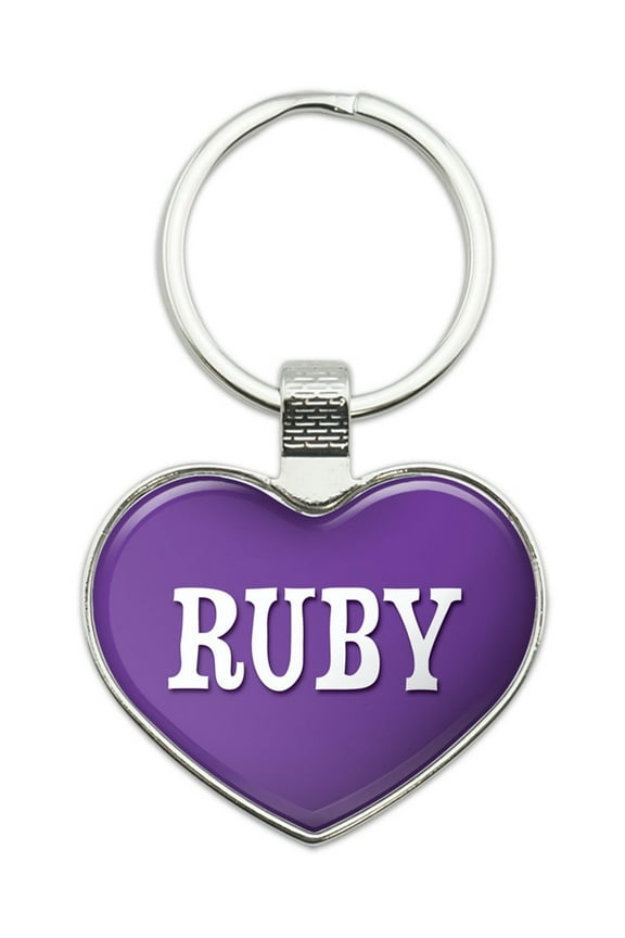Ruby I Love Name Heart Metal Key Chain