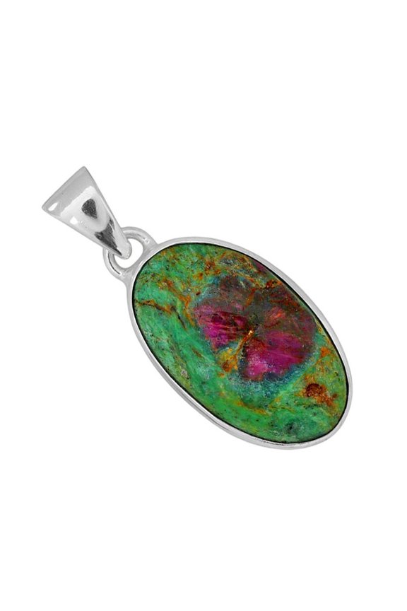 Ruby-In-Fuchsite 925 Silver Plated Pendant Jewelry WP64-10001