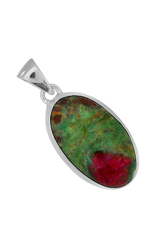 Ruby-In-Fuchsite 925 Silver Plated Pendant Jewelry WP64-10002