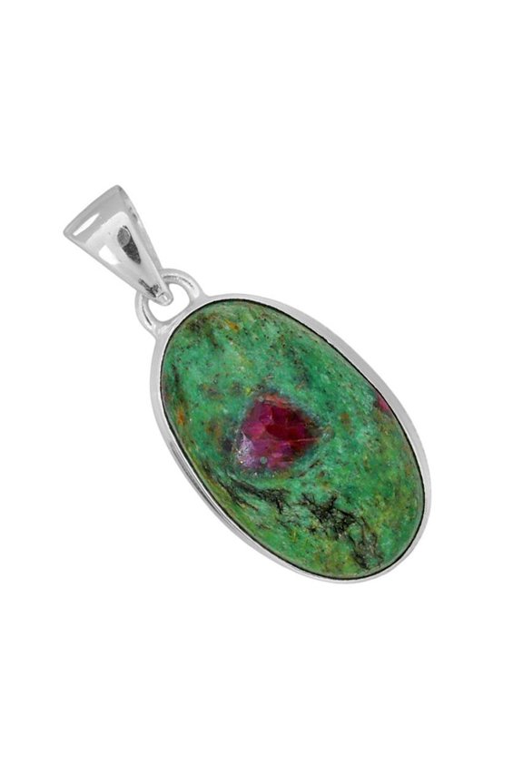 Ruby-In-Fuchsite 925 Silver Plated Pendant Jewelry WP64-10003