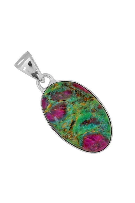 Ruby-In-Fuchsite 925 Silver Plated Pendant Jewelry WP64-10004