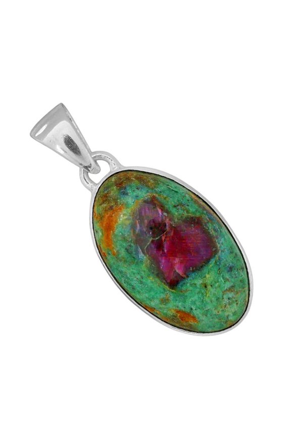 Ruby-In-Fuchsite 925 Silver Plated Pendant Jewelry WP64-10005