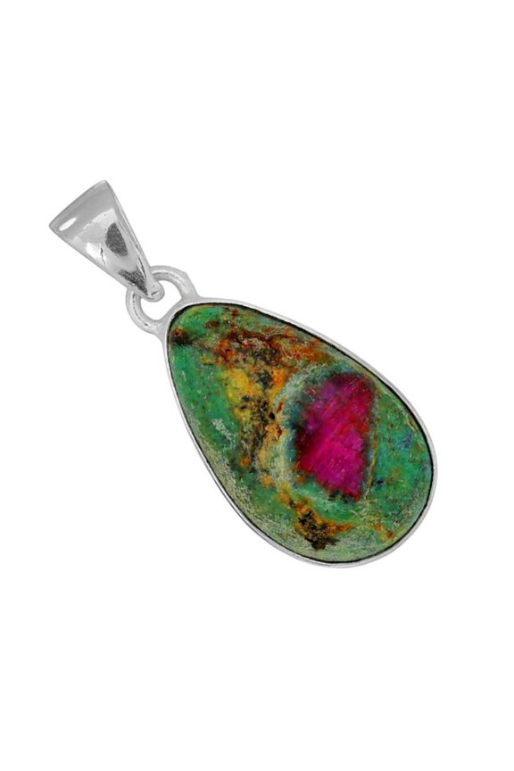 Ruby-In-Fuchsite 925 Silver Plated Pendant Jewelry WP64-10006