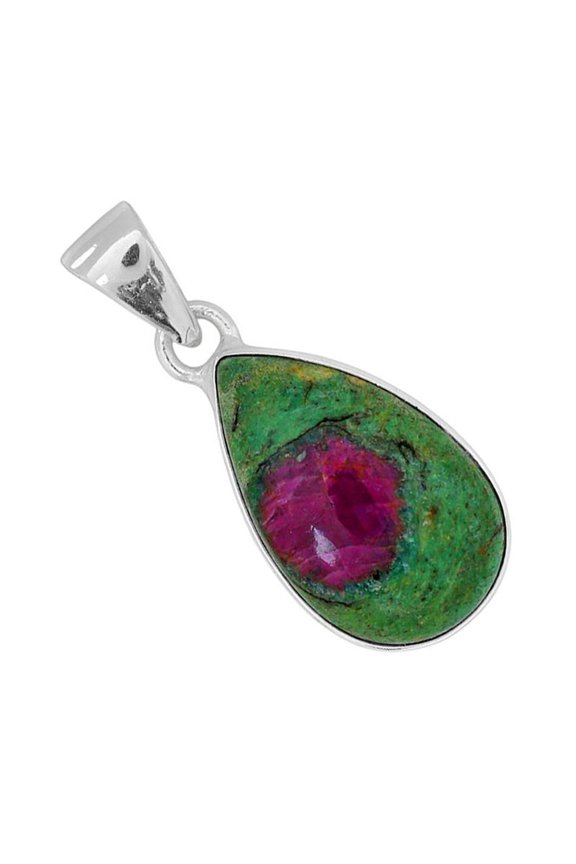 Ruby-In-Fuchsite 925 Silver Plated Pendant Jewelry WP64-10009