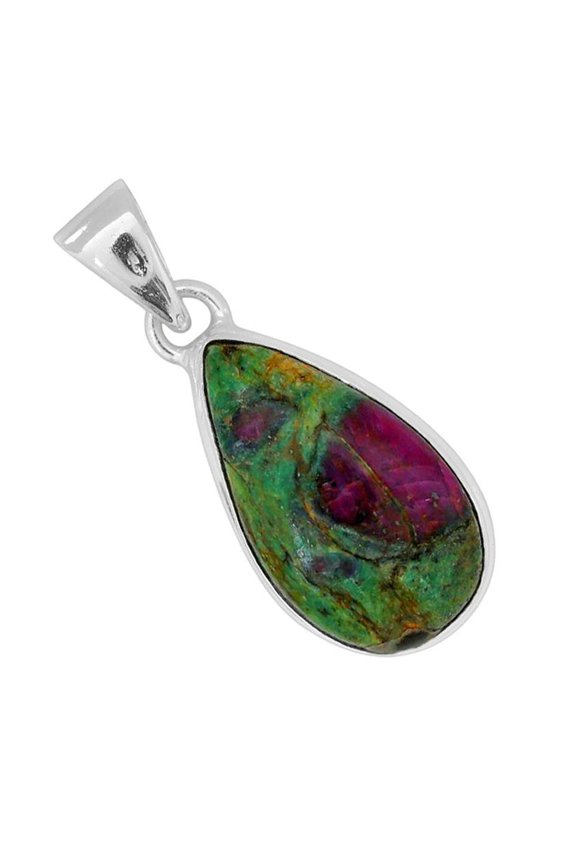 Ruby-In-Fuchsite 925 Silver Plated Pendant Jewelry WP64-10010