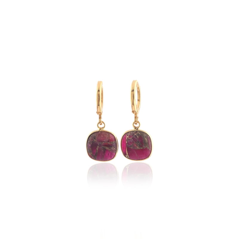 ZEVA JEWELS Ruby Jade Gemstone Gold-plated Earring For Women's, Gemstone Earring Gift For Her