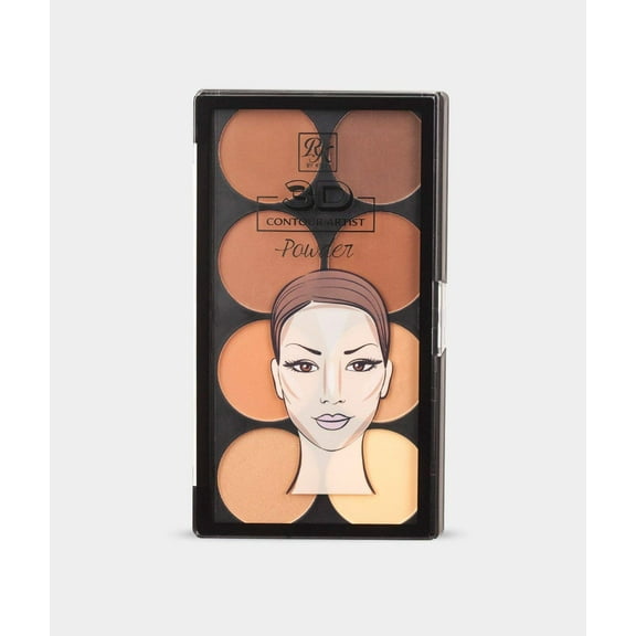 Ruby Kisses Flawless Finish with 3D Contour Powder Makeup Palette - Multiple Contouring Options, Easy Blending, Long-lasting formula, Sculpt &Highlighting, Professional finish (Medium Dark)