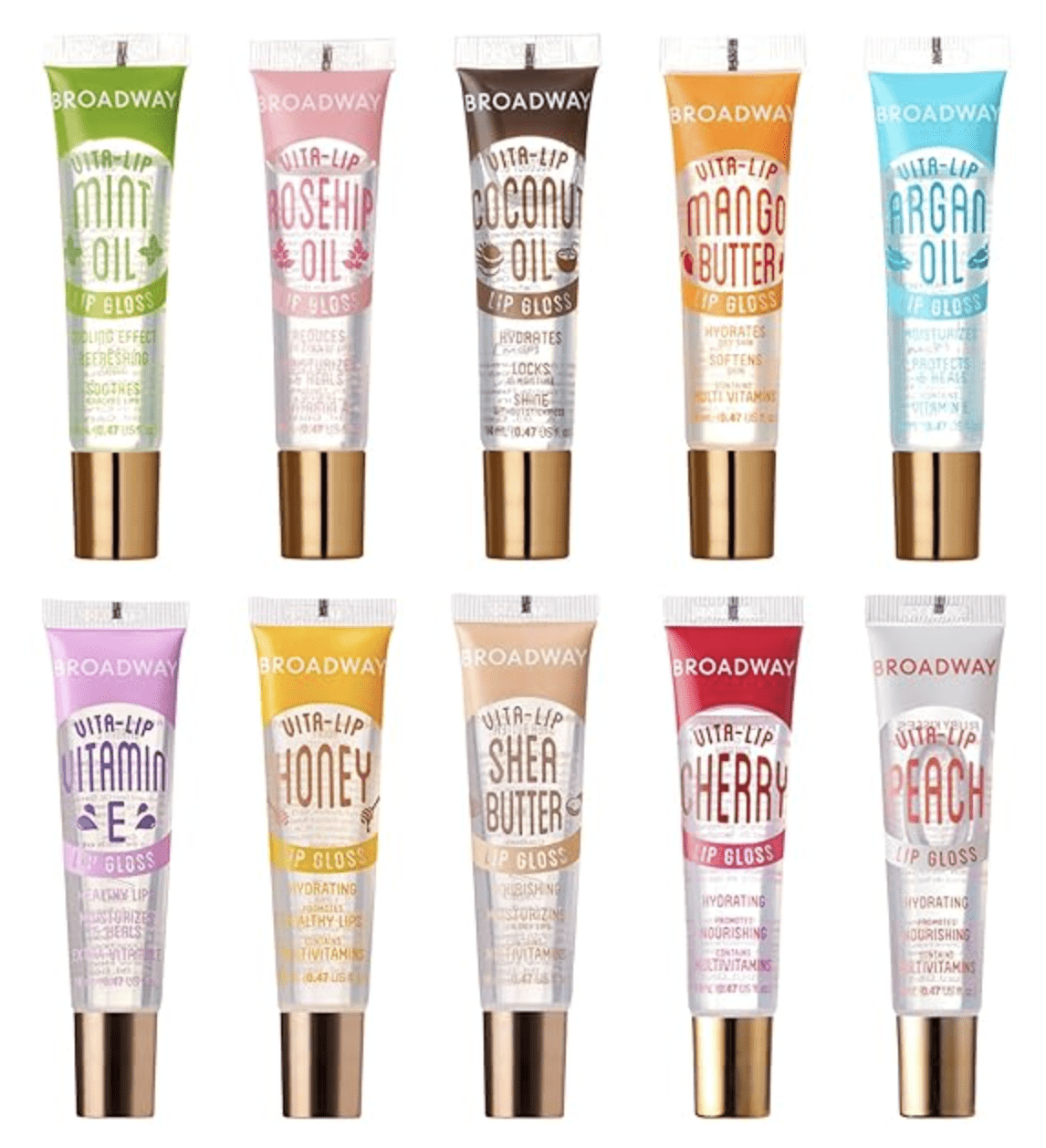 Ruby Kisses Broadway Vita Lip Gloss Set 10pc Vitamin E Enriched ruby-kisses-broadway-vita-lip-gloss-set-10pc-vitamin-e-enriched