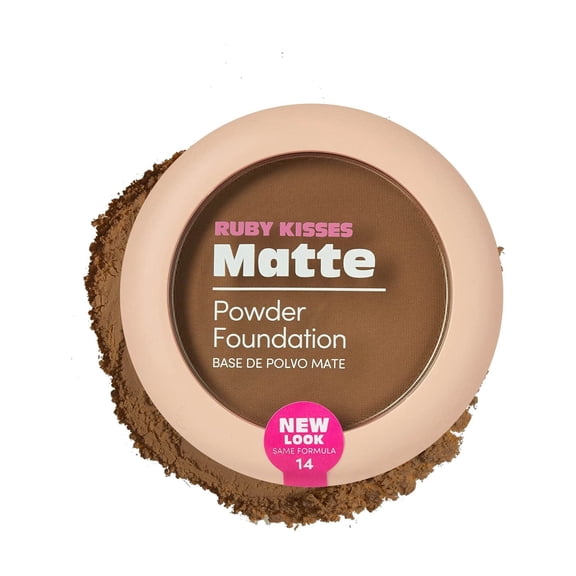 Ruby Kisses Face Powder Foundation, Pressed Compact Makeup Setting Powder, Full Coverage Matte Lightweight, Long-Lasting, Perfect Finishing Powder, Convenient, Sponge & Mirror Included (Chestnut)