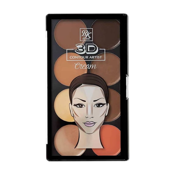Ruby Kisses Flawless Finish with 3D Contour Cream Foundation Makeup Palette – Lightweight, Multi-Palette, Creamy, Sculpt &Highlighting, Define Cheekbones (Dark Medium)