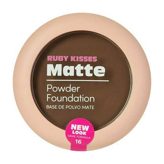Ruby Kisses Matte Powder Foundation, Ebony, 8 Shades, Sponge & Mirror Included, Full Coverage, Versatile Pressed Powder Finisher