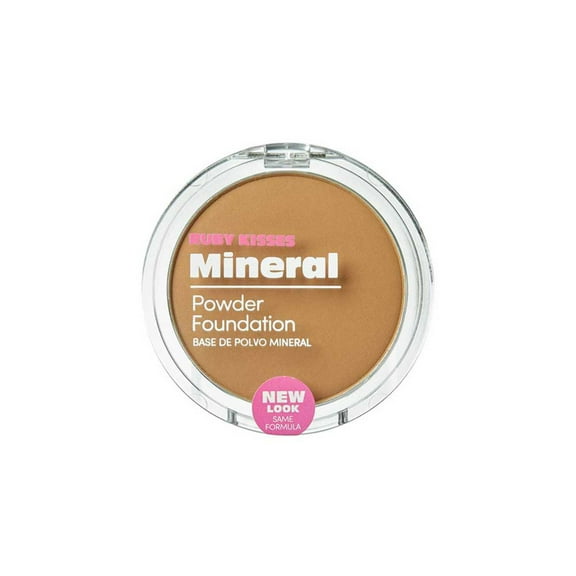 Ruby Kisses Mineral Pressed Powder Foundation, Medium to Full Coverage Natural Finish 0.35 Ounce (Caramel)