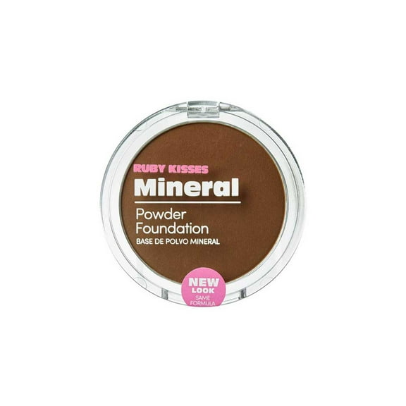 Ruby Kisses Mineral Pressed Powder Foundation, Medium to Full Coverage Natural Finish 0.35 Ounce (Cognac)