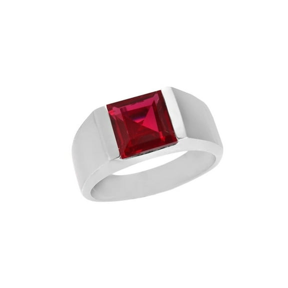Ruby Men's Ring,925 Sterling Silver Engagement Ring