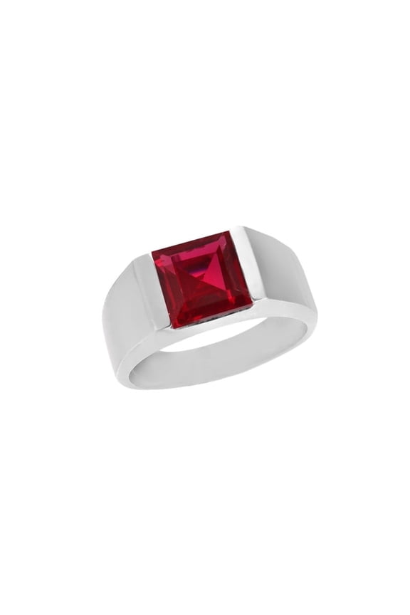 Ruby Men's Ring,925 Sterling Silver Engagement Ring
