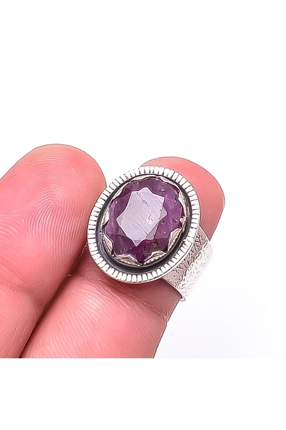 Ruby -Mozambique Designer Handmade Oxidised 925 Sterling Silver Ring s.6, Ruby Ring R_9447_218_65, New Year Sale, Valentin's Day Gift