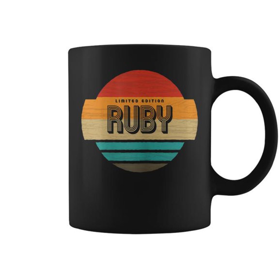 Ruby Name Retro Sunset Limited Edition Coffee Mugs