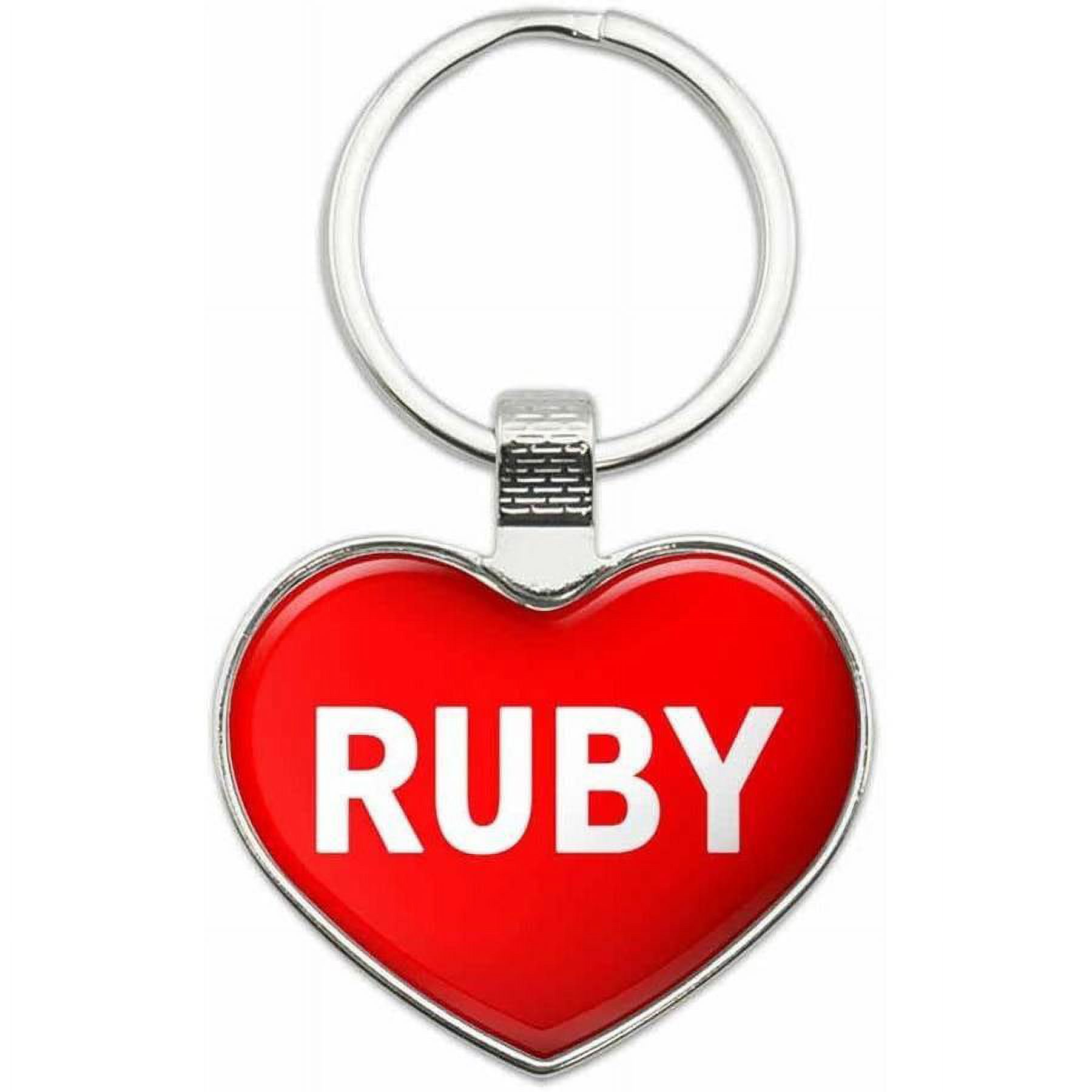 Ruby - Names Female Metal Heart Keychain Key Chain Ring, Red - Walmart.com