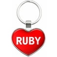 thumbnail image 1 of Ruby - Names Female Metal Heart Keychain Key Chain Ring, Red, 1 of 1