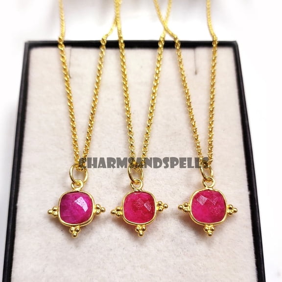 Ruby Necklace, 925 Sterling Silver Necklace July Birthstone Jewelry, Birthday Gift for Mom Wife Grandma, Cancer Zodiac Jewelry, Gift Her