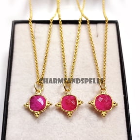 Ruby Necklace, 925 Sterling Silver Necklace July Birthstone Jewelry, Birthday Gift for Mom Wife Grandma, Cancer Zodiac Jewelry, Gift Her