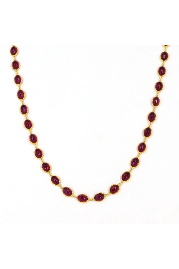 Ruby Necklace Chain,Rosary Chain in 925 Silver Yellow Gold Plated, Red Color Bracelet Chain, Anklet Chain, July Birthstone Chain, Gold Chain