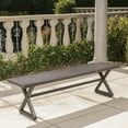 thumbnail image 1 of Ruby Outdoor Aluminum Dining Bench with Black Steel Frame, Brown, 1 of 5