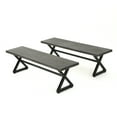thumbnail image 1 of Noble House Rolando 63" Aluminum Patio Dining Bench in Gray and Black (Set of 2), 1 of 12