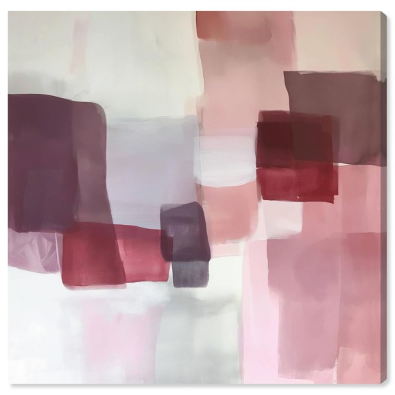 Ruby Patterns in White Canvas Boho Abstract Art by Art Remedy, Gallery Wrapped, 16" x 16"
