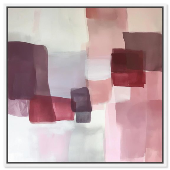 Ruby Patterns in White Canvas Boho Abstract Art by Art Remedy, White Frame, 24" x 24"