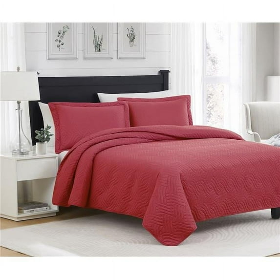 Ruby Pinsonic Quilt, Red - Queen Size - 3 Piece