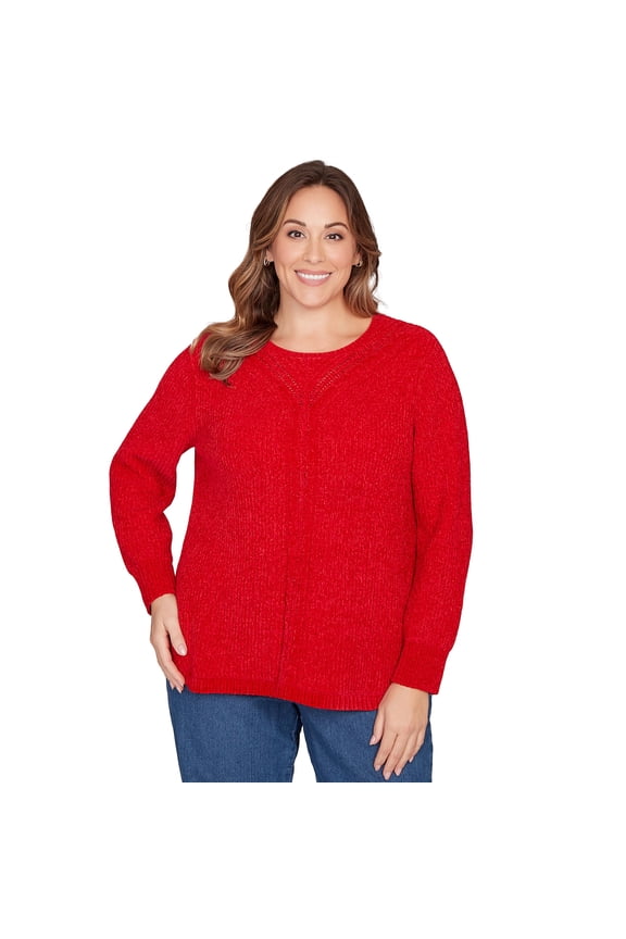 Classic Cable Pullover Sweater Polyester/Nylon (US, Alpha, Small, Regular, Petite, Petite, Ivory)