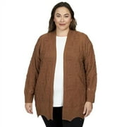 RUBY RD. Ruby Rd Fall Open Cardigan Pointelle All Acrylic (US, Alpha, 3X, Plus, Regular, Plus Size, Chestnut)