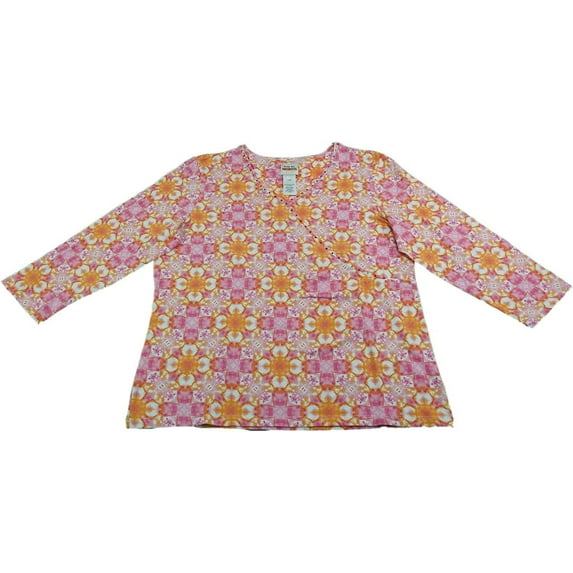 Ruby Rd. Favorites Womens Size X-Large Embellished Printed Blouse Top, Carnation