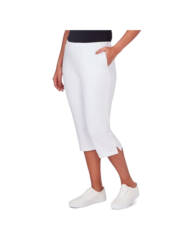 French Terry Capri Pants (US, Alpha, Large, Regular, Regular, White)