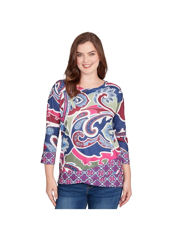 Geo Knit Top (US, Alpha, Small, Regular, Petite, Petite, Multi)