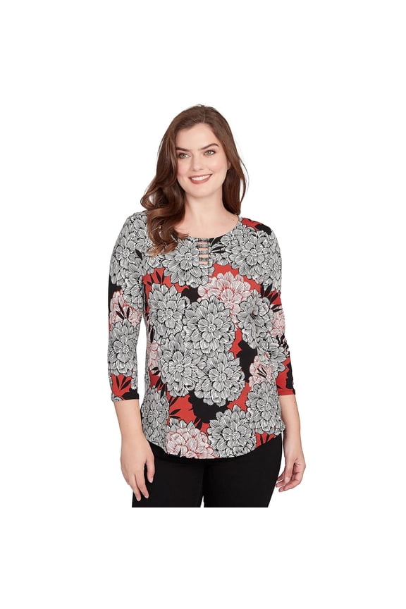 Knit Dahlia Top 3/4 Sleeve (US, Alpha, Large, Regular, Regular, Standard, Multi)