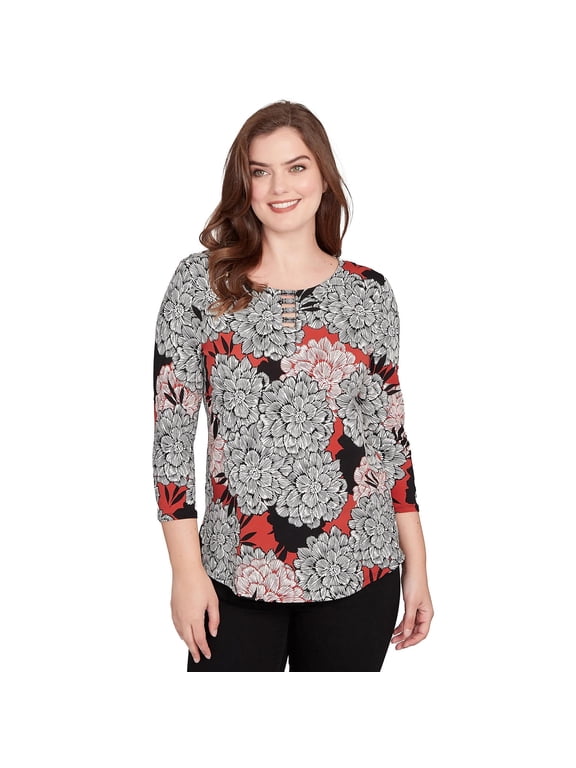 Knit Dahlia Top 3/4 Sleeve (US, Alpha, Large, Regular, Regular, Standard, Multi)