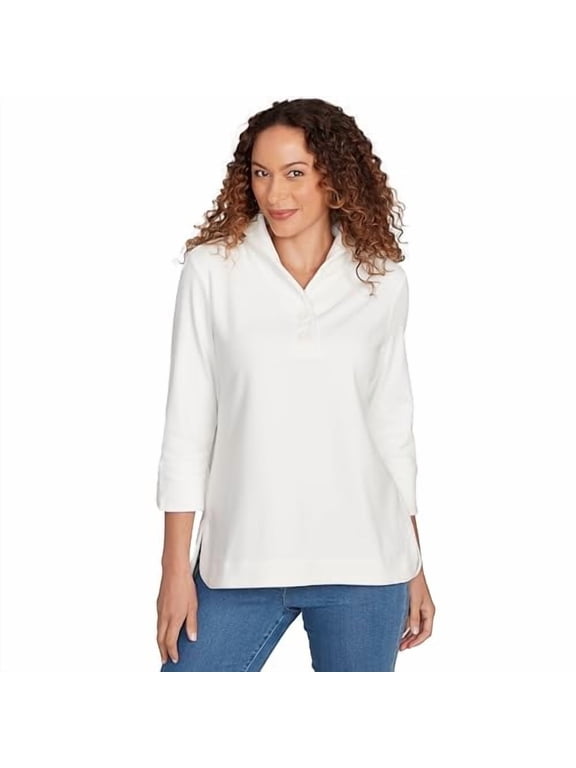 Knit Rib Pullover (US, Alpha, Large, Regular, Petite, Petite, Ivory)