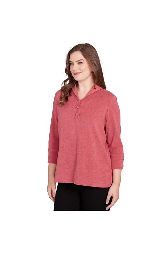Knit Rib Pullover (US, Alpha, Large, Regular, Petite, Petite, Sangria)