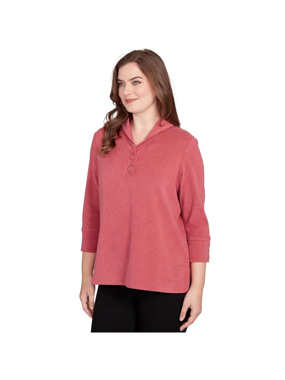 Knit Rib Pullover (US, Alpha, Large, Regular, Petite, Petite, Sangria)