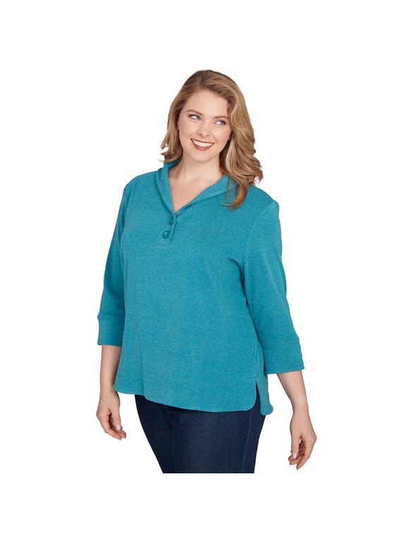 Ruby Rd. Knit Rib Pullover (US, Alpha, Large, Regular, Petite, Petite, Sangria)