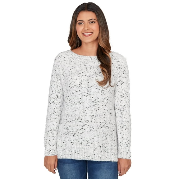 Ruby Rd. Pullover Chenille Sweater (US, Alpha, Medium, Regular, Petite, Petite, Ivory/Multi)