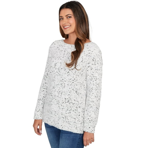 Ruby Rd. Pullover Chenille Sweater (US, Alpha, X-Large, Regular, Regular, Standard, Ivory/Black)
